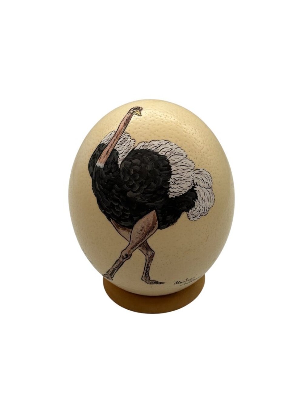 Vtg Monica Wilson Hand Painted Ostrich on Ostrich Egg from South Africa Chec Des